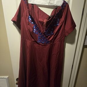 Eloquii Maroon Dress with Blue Detailing